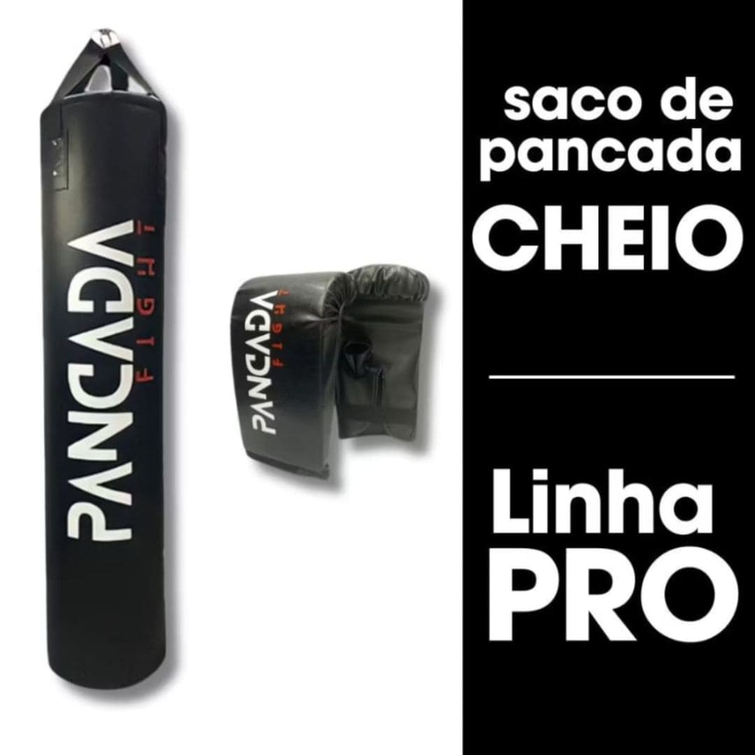 Kit Boxe Saco de Pancada Cheio + Luva Bate Saco