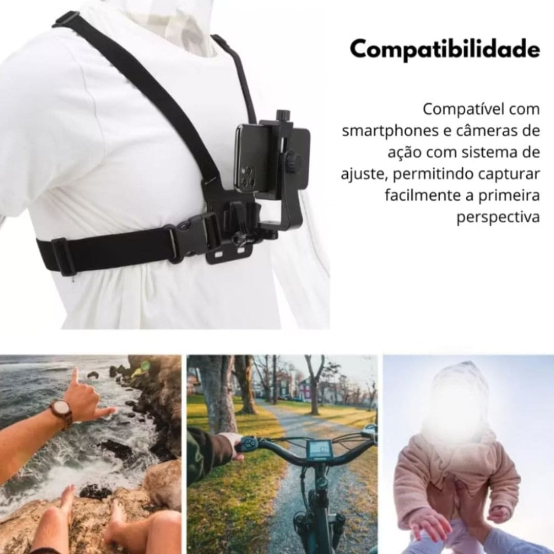 Suporte Peitoral Esportivo Celular e Câmera