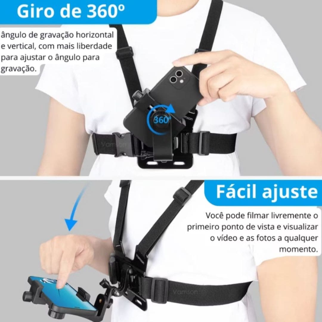Suporte Peitoral Esportivo Celular e Câmera