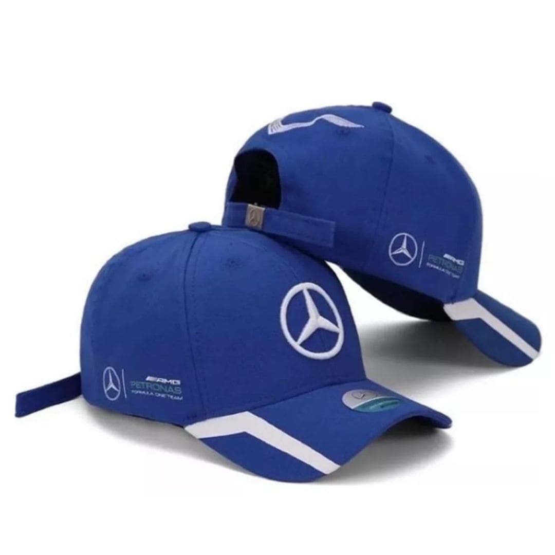 Boné Mercedes Benz F1 Aba Curva Ajustavel Azul