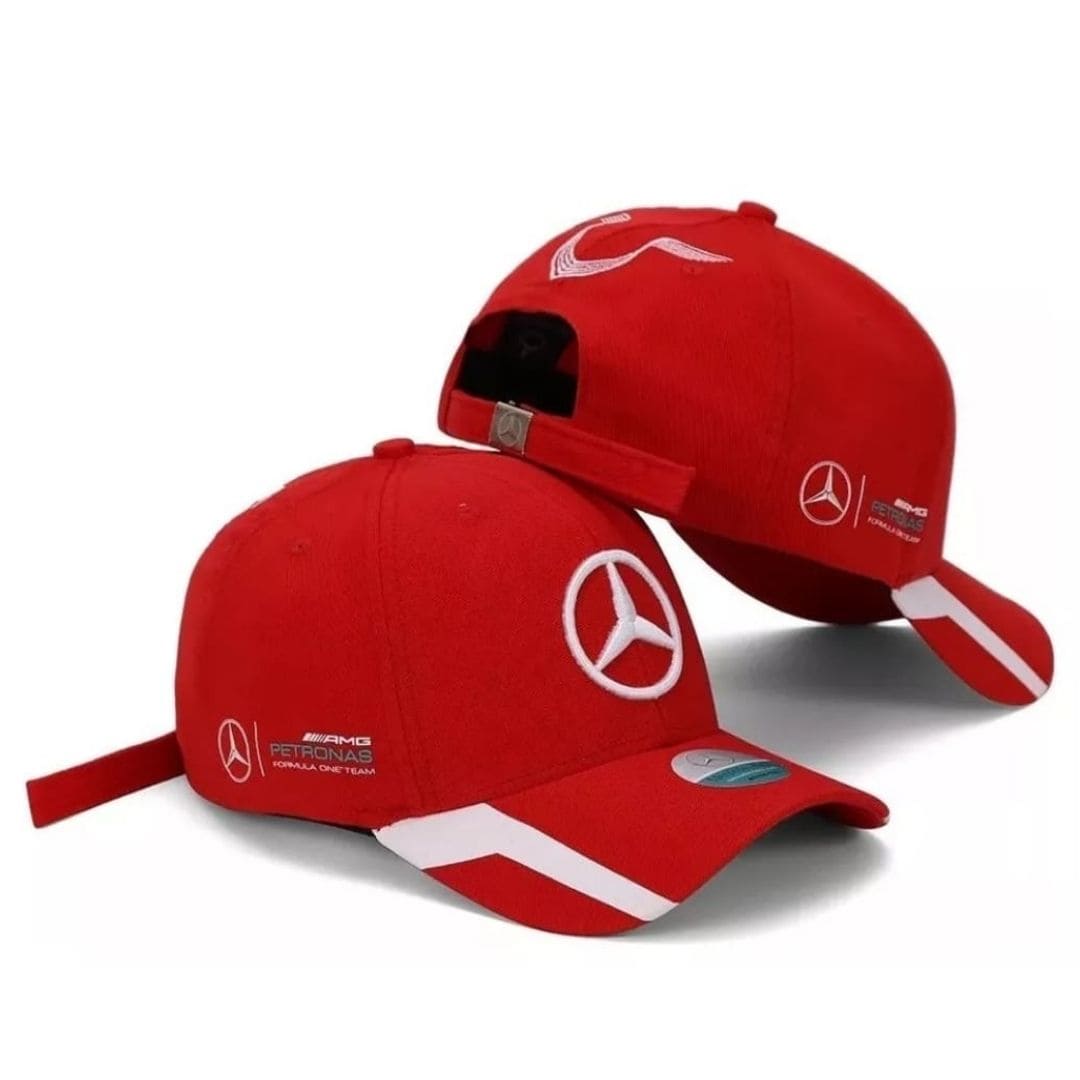Boné Mercedes Benz F1 Aba Curva Corrida Vermelho
