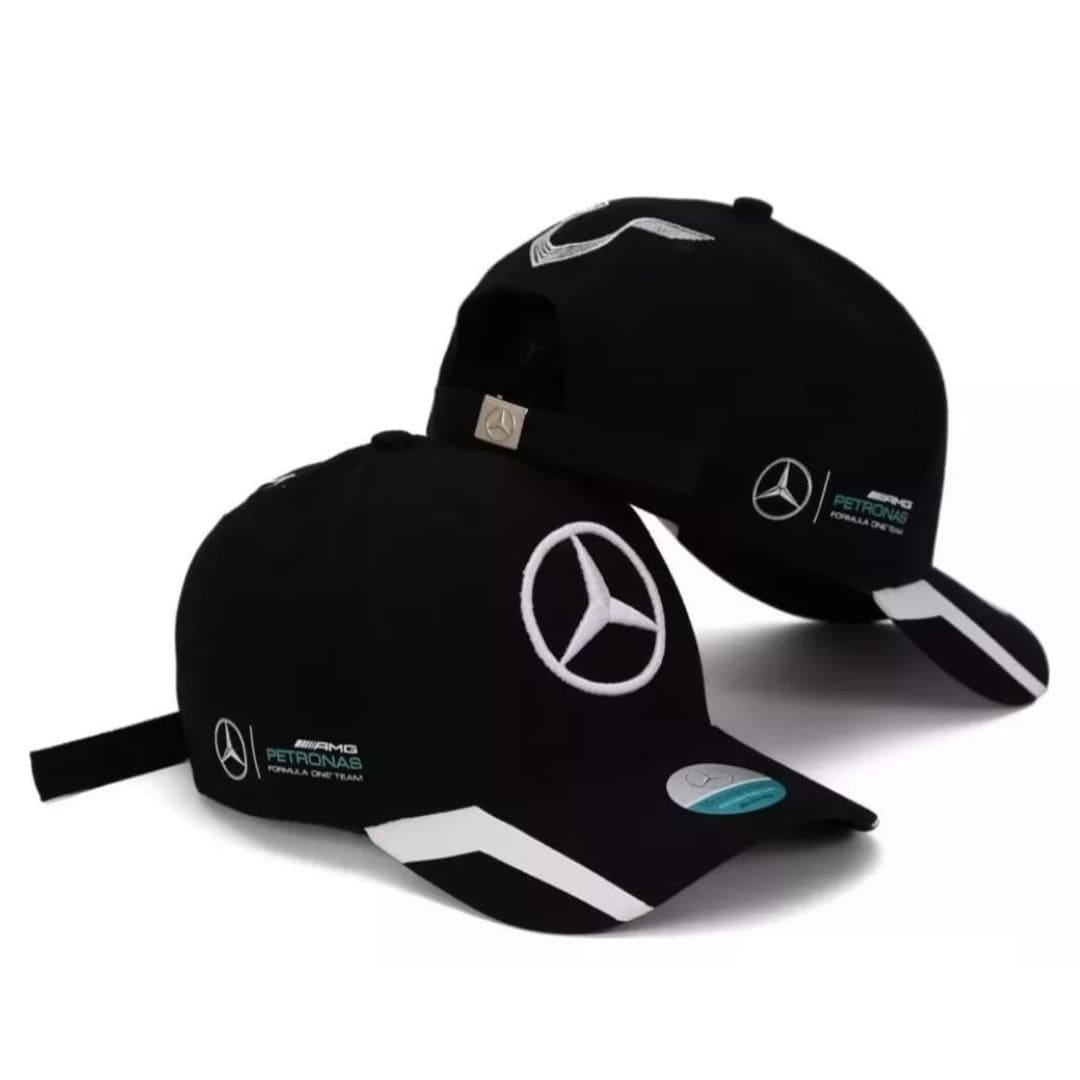 Boné Mercedes Benz F1 Aba Curva Premium Preto