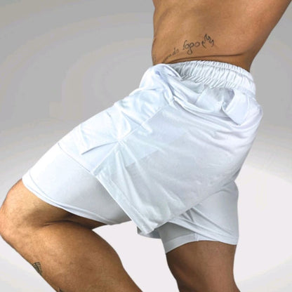 Shorts Masculino Dri-Fit Esportivo 2 em 1  branco