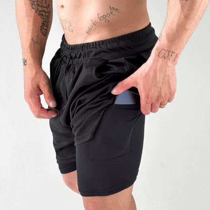 Shorts Masculino Dri-Fit Esportivo 2 em 1 preto