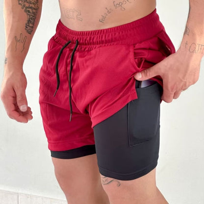 Shorts Masculino Dri-Fit Esportivo 2 em 1 vermelho