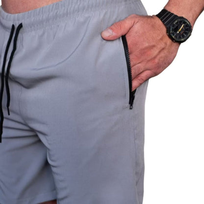 Shorts Masculino Tactel com Elastano Cinza Claro